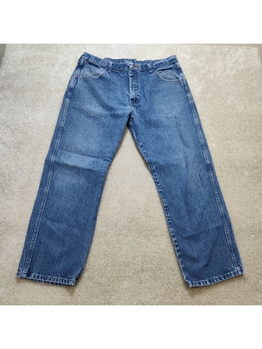 Rustler Mens Jean 38x29 Regular Fit Straight Leg Denim 87619PW Belt Loop Missing
